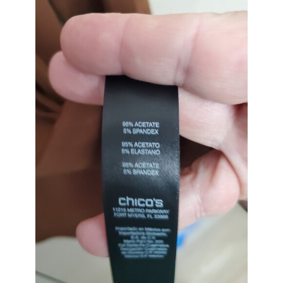 Chico's Travelers Brown Slinky Knit Open Front Jacket Button-Back Size 1 Medium - Picture 7 of 8